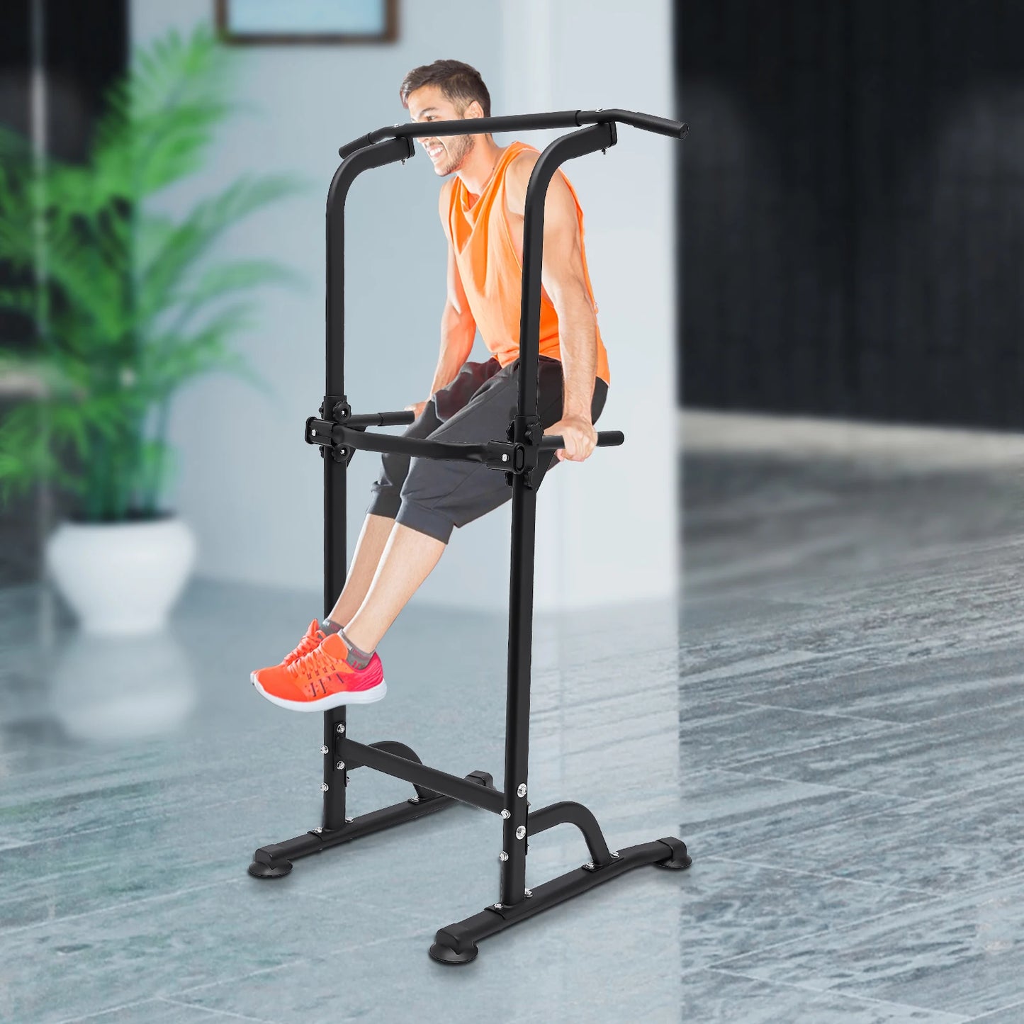Adjustable Home Gym Workout Power Tower Dips Station Exercise Pull Push Up Bar for Home Gym Strength Training Fitness Equipment