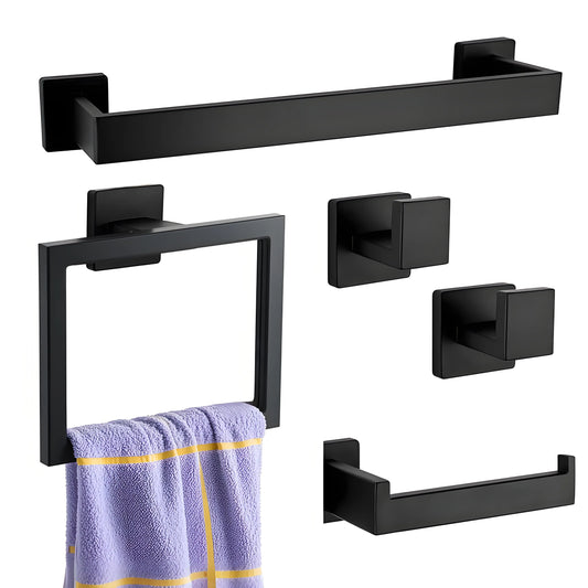 Bathroom Towel Rack Set Towel Bar Toilet Paper Holder Towel Ring Robe Hook Stainless Steel Wall Mounted Bathroom Hardware Set