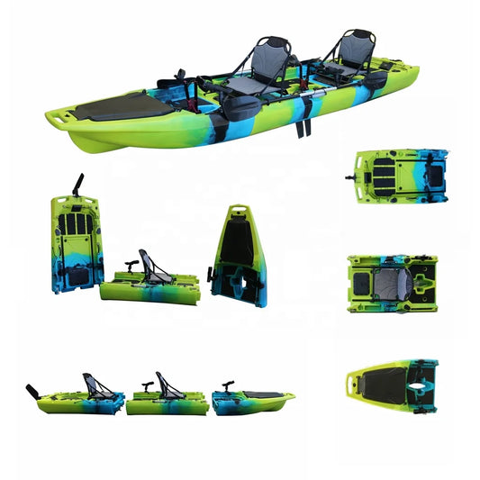 Vicking Detachable 3 Section 4.2 Meter 2 Person Tandem Pedal Fishing Kayak with Drive Supports Custom Colors and Logos