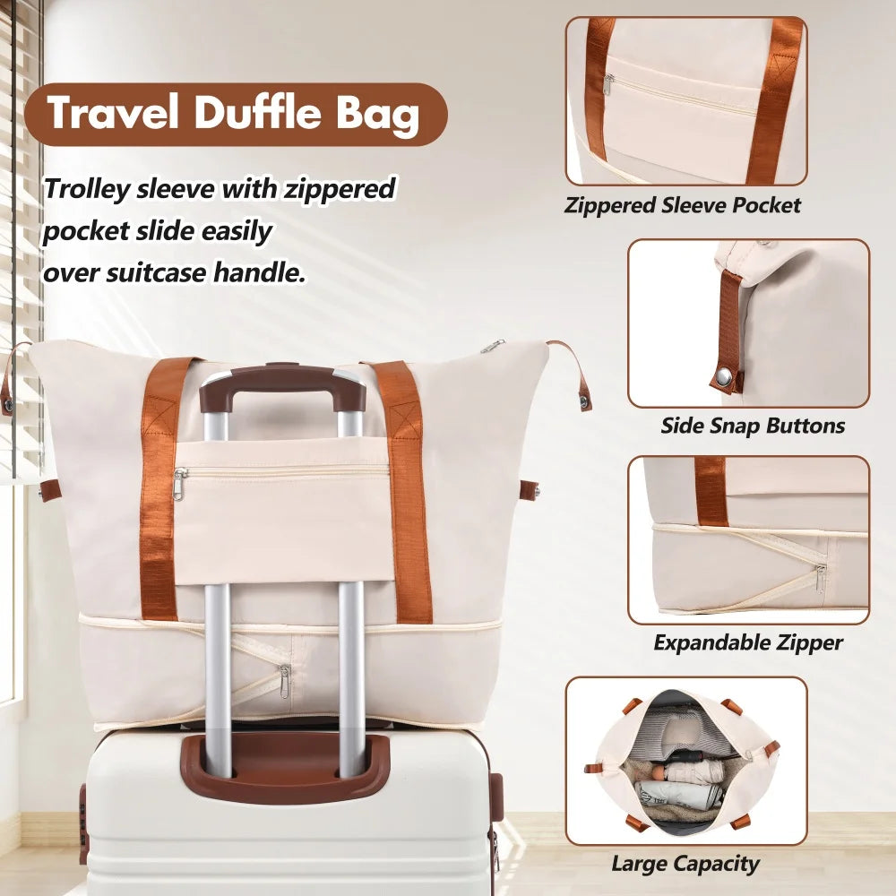 Hardshell Luggage Set with Bags 20 Inch Carry-On Suitcase Double Spinner Wheels TSA Lock Durable Travel Suitcase Rolling Luggage