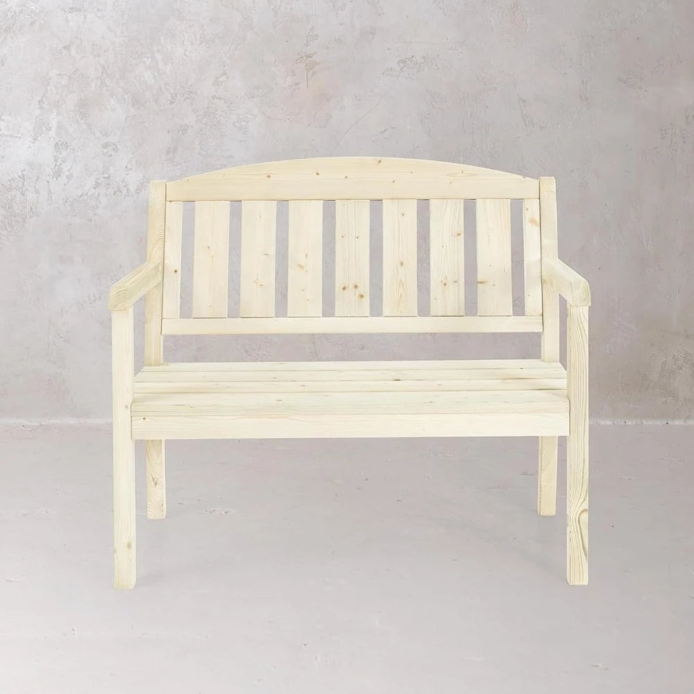 Double Bench Classic Design  Weatherproof Wooden Bench for Outdoors, Patio, Backyard and Garden