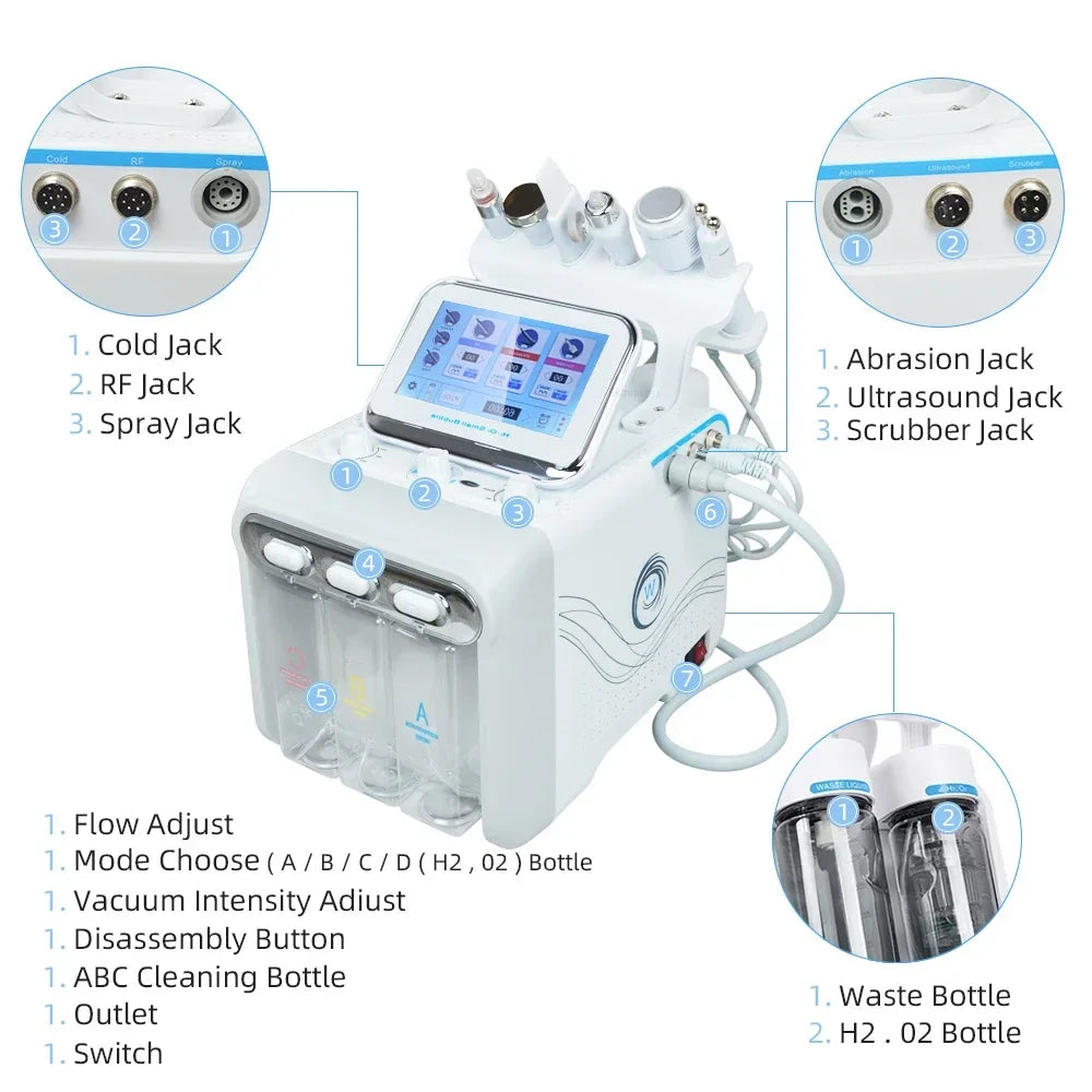 Skintierest 6in1 Multifunctional Water Coagulation Oxygen Micro Grinder H2o2 Professional Skincare and Cleansing Machine