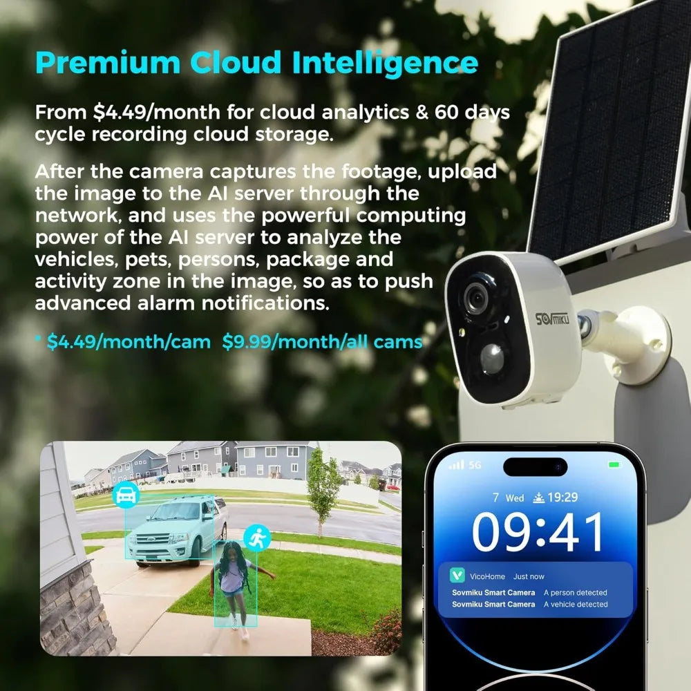 vicohome best video doorbell 2k solar security camera wireless outdoor system, no nvr needed, easy to setup, motion detection, t