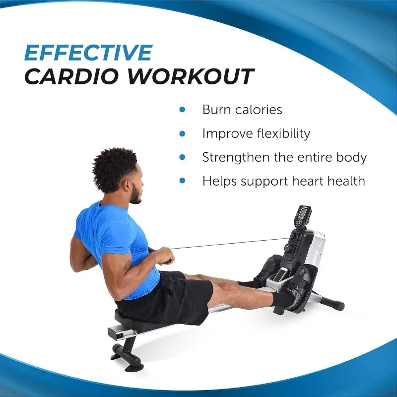 Stamina Magnetic Rower - Rower Machine with Smart Workout App - Rowing Machine with Magnetic Resistance for Home Gym Fitness
