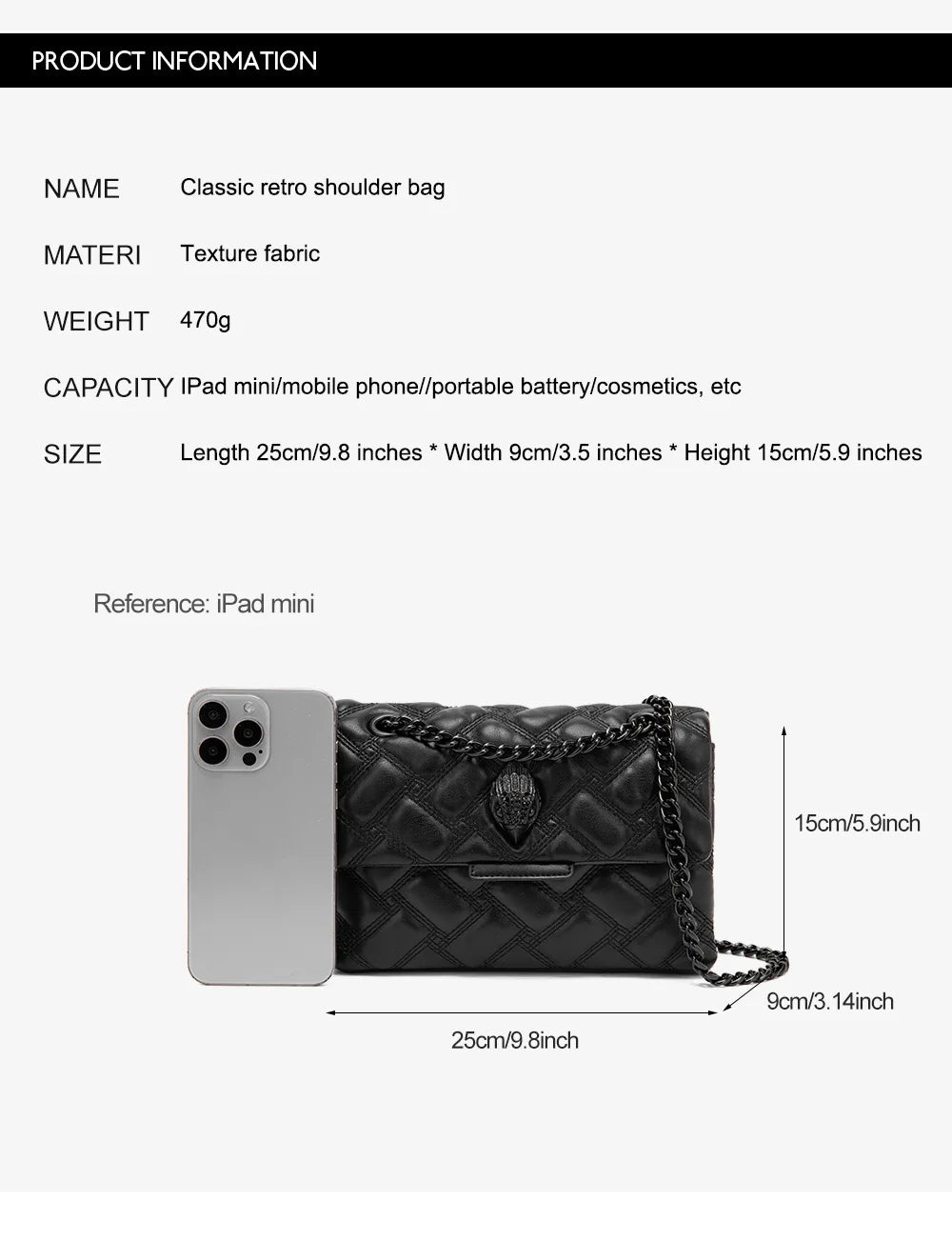 2025 New Arrival Chain Shoulder Bag, Eagle Head Design, Stylish Crossbody Bag for Women