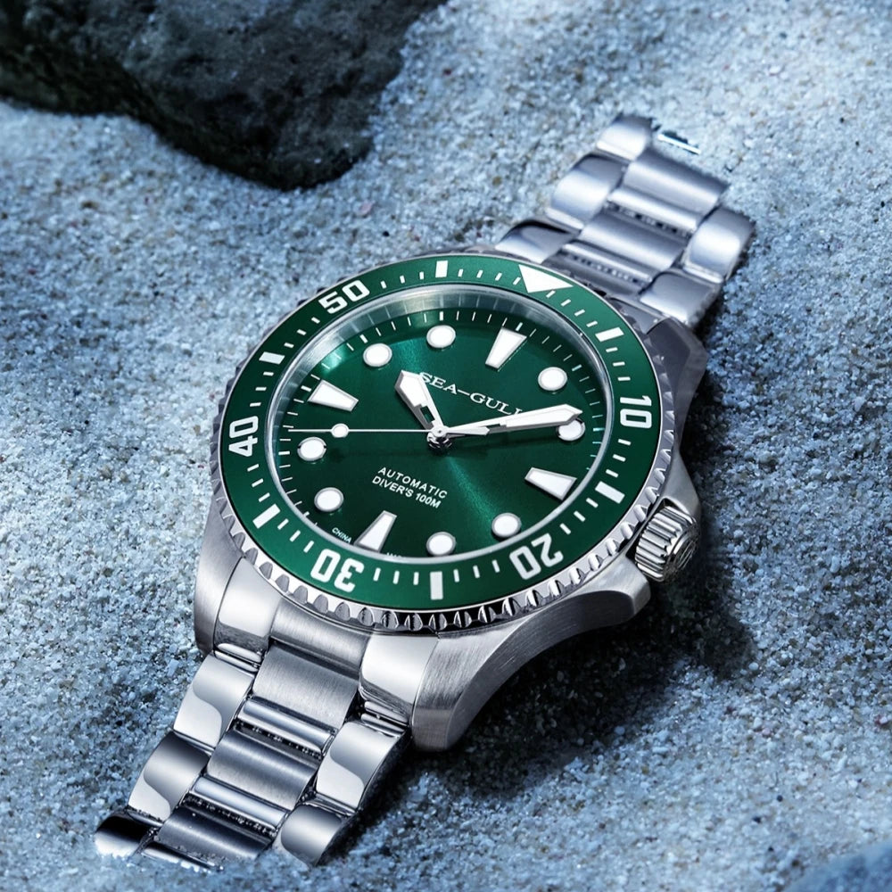 Seagull Men Automatic Mechanical Watch 100m Diving Waterproof for swimming Watches Sapphire Crystal Luminous Calendar montre hom
