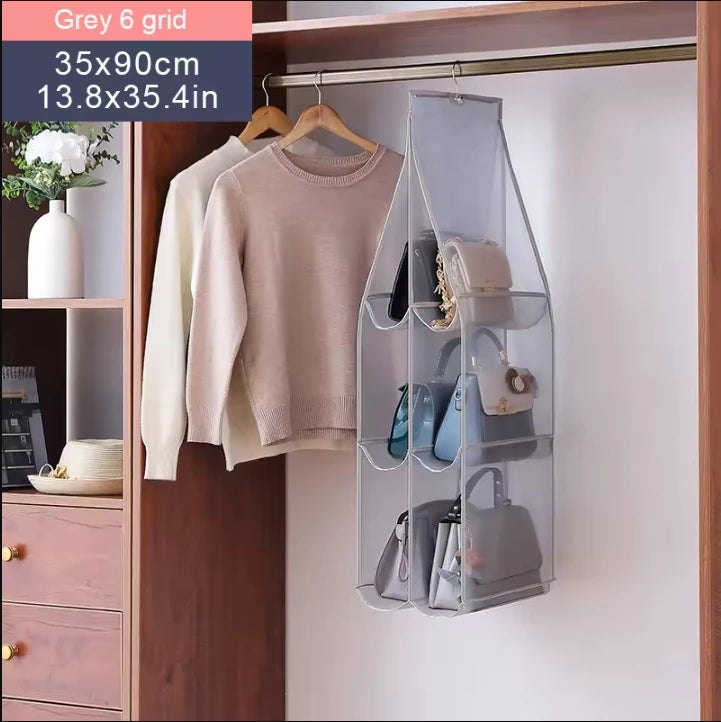 Wardrobe Closet Transparent Storage Bag Hanging Handbag Organizer Underwear Bra Organizer Storage Washable