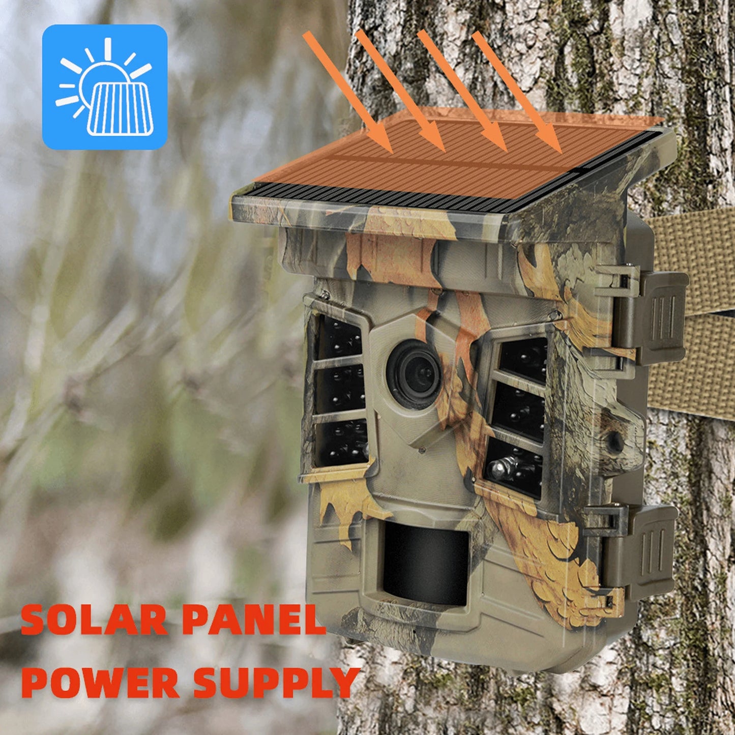 Hunting Game Camera 0.3s Trigger Time IP66 Waterproof 1080p Trail Camera with Solar Powered WiFi Connect Function