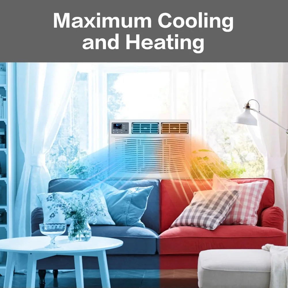 8000 BTU air conditioning window unit with heat, 4-in-1 window air conditioning unit cooler, heater, dehumidifier, and timer