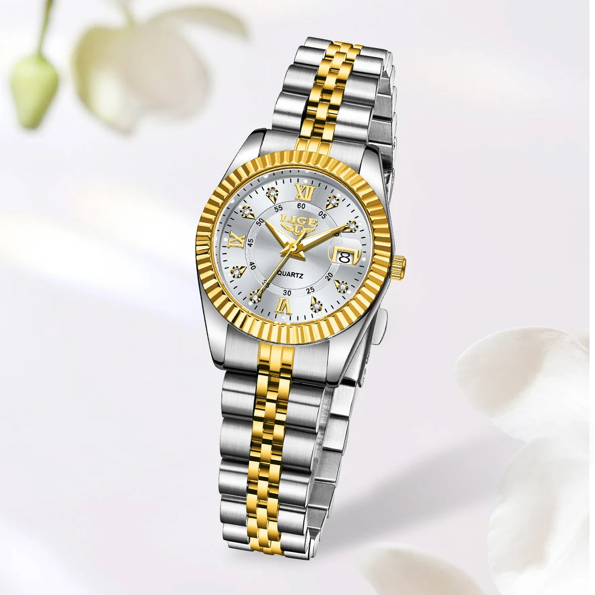 LIGE Fashion Woman Watch Stainless Steel Waterproof Auto Date Elegant Ladies Wristwatch Luxury Original Quartz Watch for Women