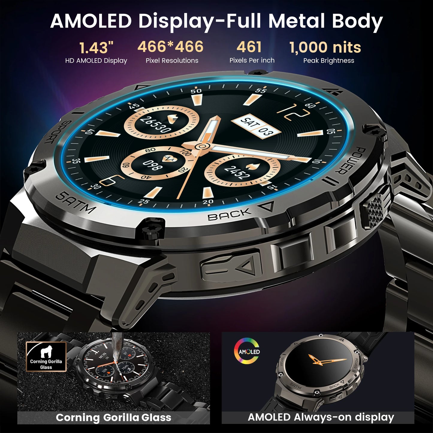 2024 Original Ticwris T3E GPS Smart Watch For Men Waterproof 5ATM IP69K 470mAh AMOLED Compass Bluetooth Call Electronic Watches