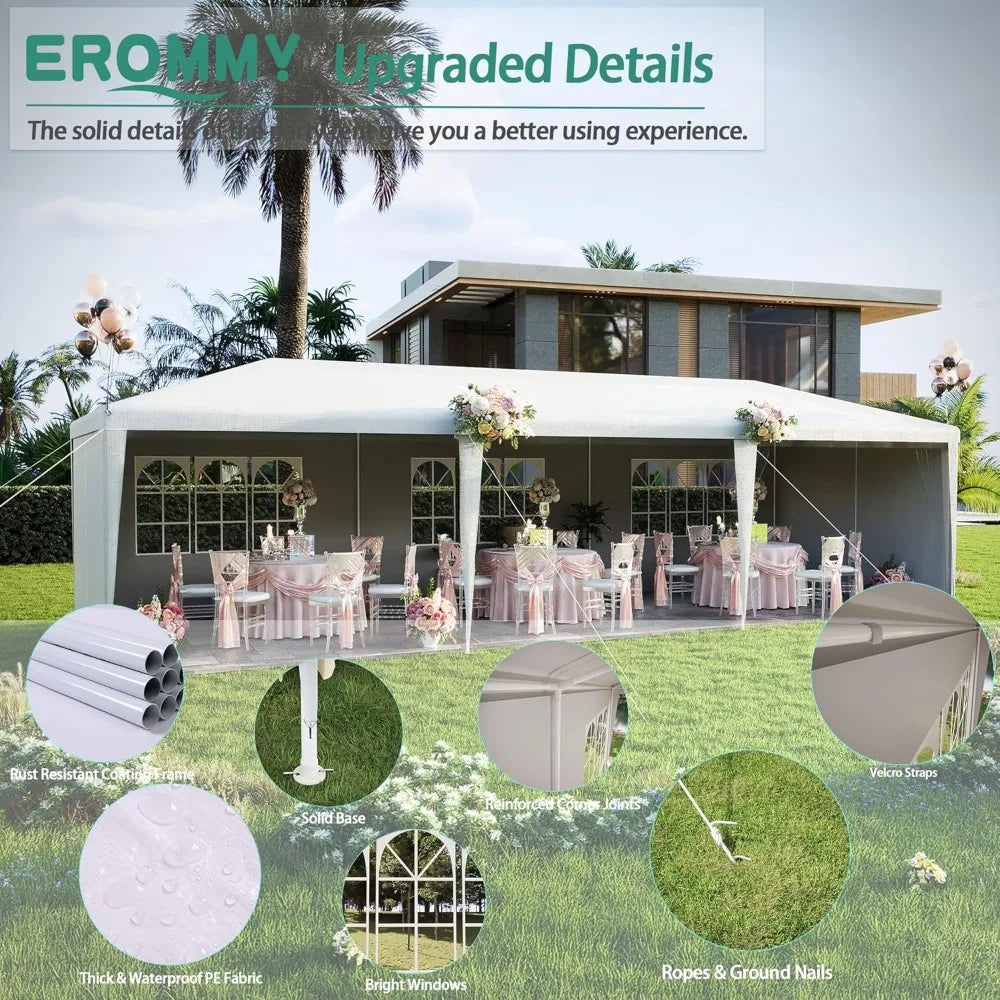 White Party Tent, Outdoor Waterproof Wedding Canopy for Birthday Parties, Holiday BBQ & Events