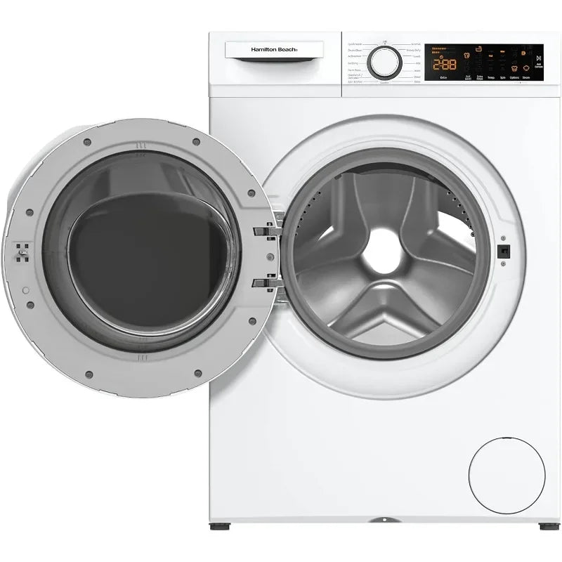 Hamilton Beach HBFW3205 Fullsize Washer-LED Digital Display Panel-5 Wash Cycles-Front Load Design-2.2 cu ft, 24 inch Wide, White