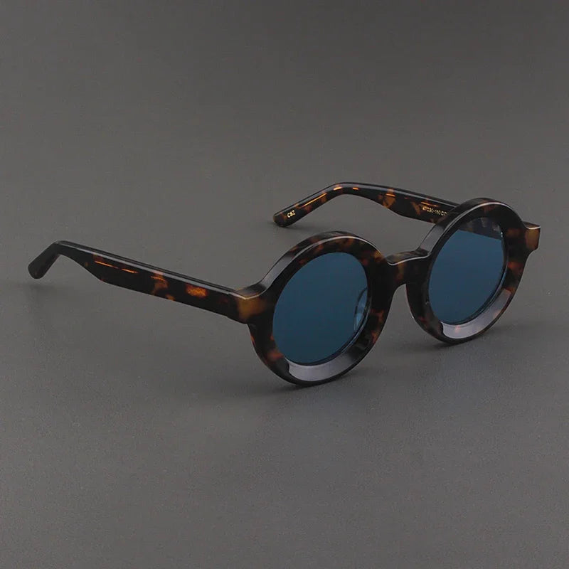 Luxury Sunglasses for Women Round Coarse Frame Frosted Matte Gray Pink Lenses Outdoor Handmade UV400 Men Polarized SUN GLASSES