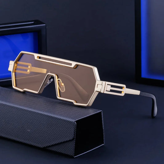 Irregular Square Steampunk Sunglasses For Men Women Brand Design Luxury Outdoor Sports Driving Sunscreen Metal Sun Glasses 2025