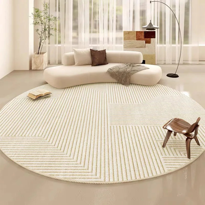 VIKAMA Summer Round Carpet, Anti-Stain Bedroom And Living Room Large Round Carpet, Dirt-Resistant Plain Carpet, Home Decoration