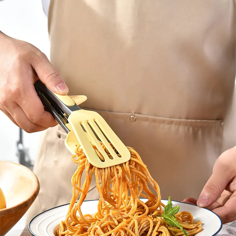 9 Inch Stainless Steel Food Tongs 1/2Pcs Silicone Non-stick Cooking Clips Kitchen Household BBQ Clamp for Salad Outdoor Barbecue