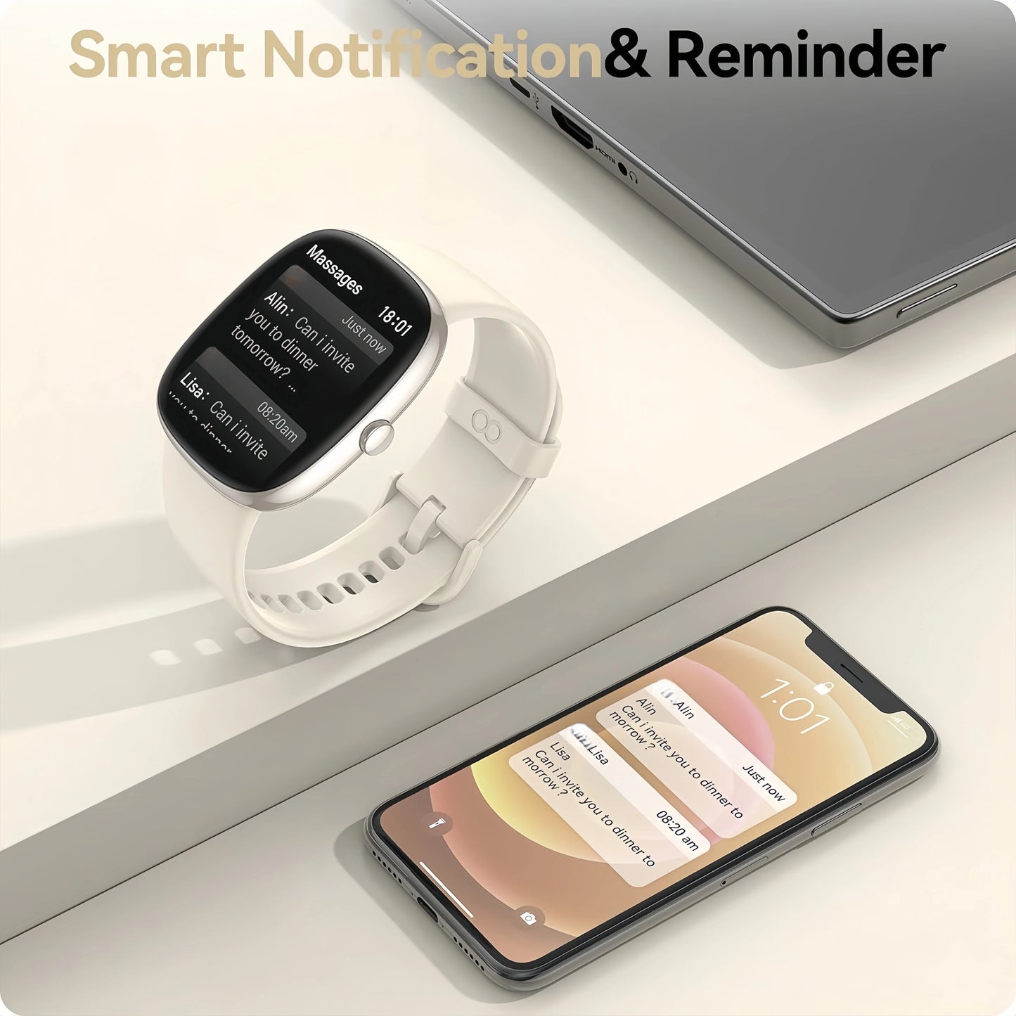 Smart Watches for Men Women  Sleep Tracking, 46mm 1.3oz Step Calorie Counter Fitness Watch Activity Trackers Pedometer forAndro