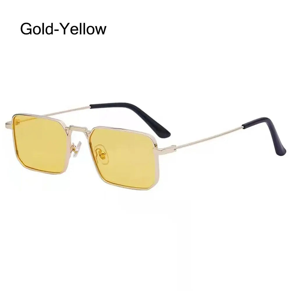 Fashion Small Rectangle Sunglasses Men Women Vintage Punk Square Driving Sun Glasses Luxury Brand Metal Frame Black Eyewear