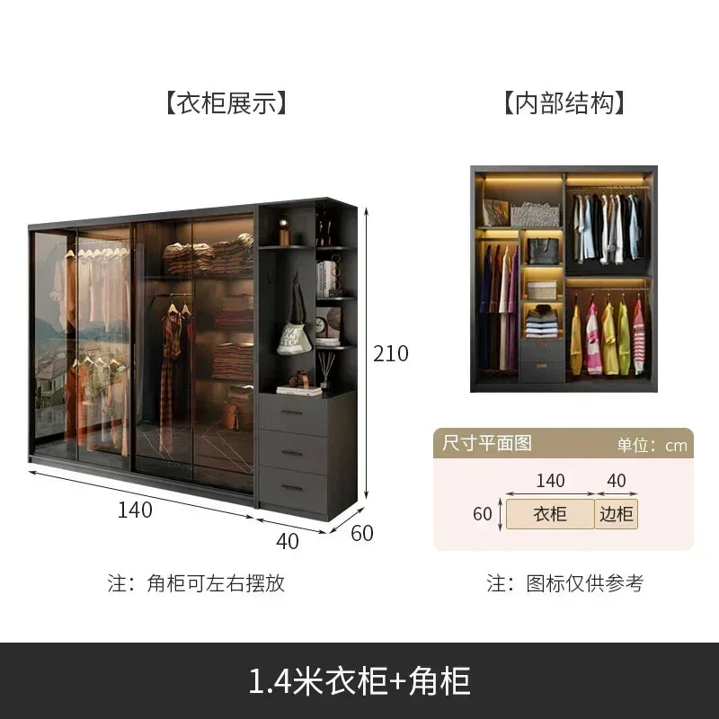 Mirror Cabinets Wardrobe Storage Cupboard Display Desk Clothes Closet Filing Shelves Simple Makeup Cube Ropero Salon Furniture