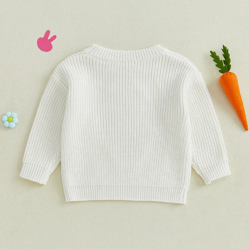 Adorable Baby Boys Girls Hooded Sweater with Cute Bunny Embroidery Cozy Knitwear for Infants and Toddlers Perfect for Easter