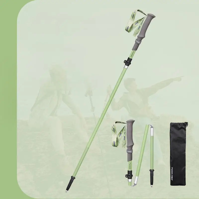 Ultralight folding trekking pole with external lock telescopic carbon fiber hiking cane climbing crutch outdoor equipment