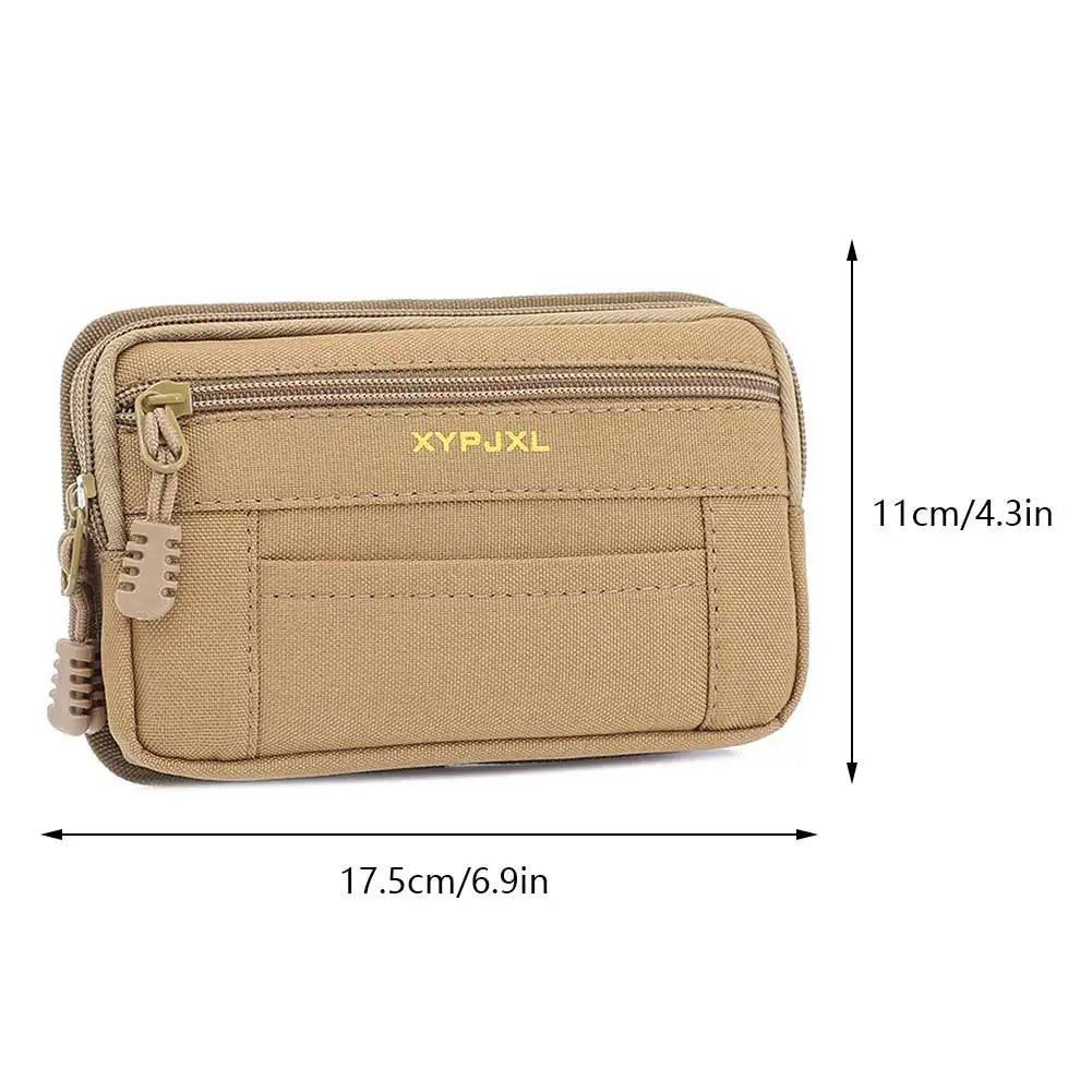 Men Belt Pack Multi-Compartment Wallet Pouch Portable Mobile Phone Purse Canvas Hiking Cycling Travel Tools