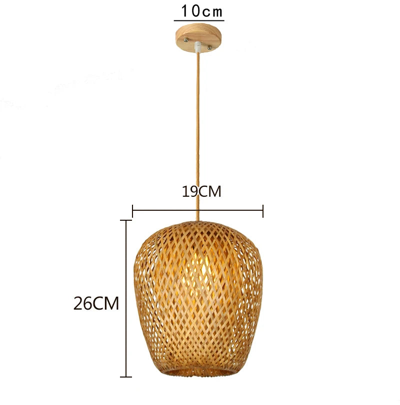 Hand Knitted Chinese Style Weaving Hanging Lamps 18/19/30cm Bamboo Pendant Lamp Restaurant Home Decor Lighting Fixtures