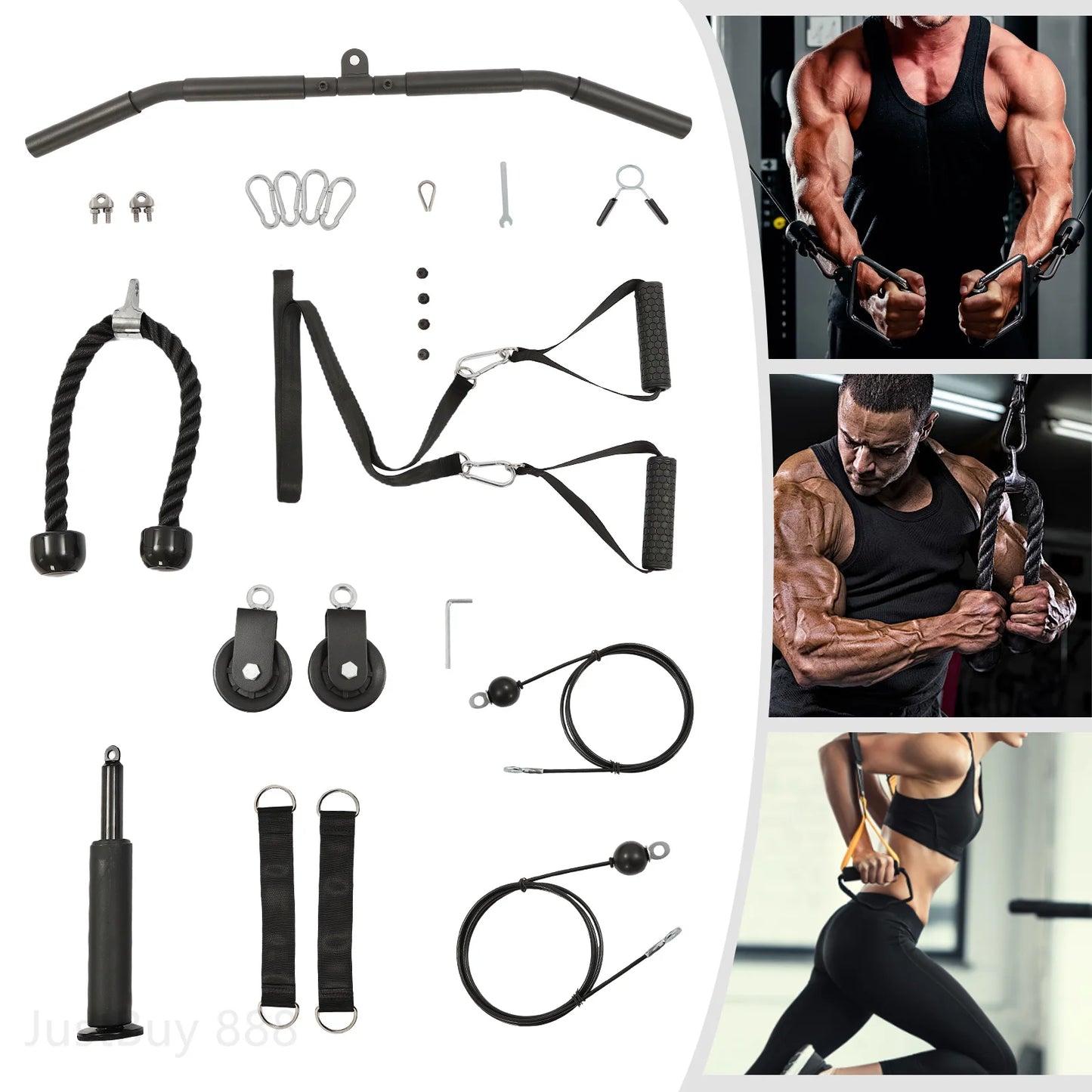 Cable Weight Pulley System for Home Gym Pulley System Gym with Safety Ropes Unisex-Adult Fitness Strength Training Equipment