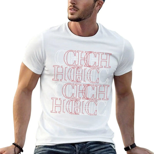 CHCH Summer Men's Letter pattern T-shirt Fashion Simple Casual Shirt Men Sports T-shirt Outdoor Running Short Sleeve Men Top