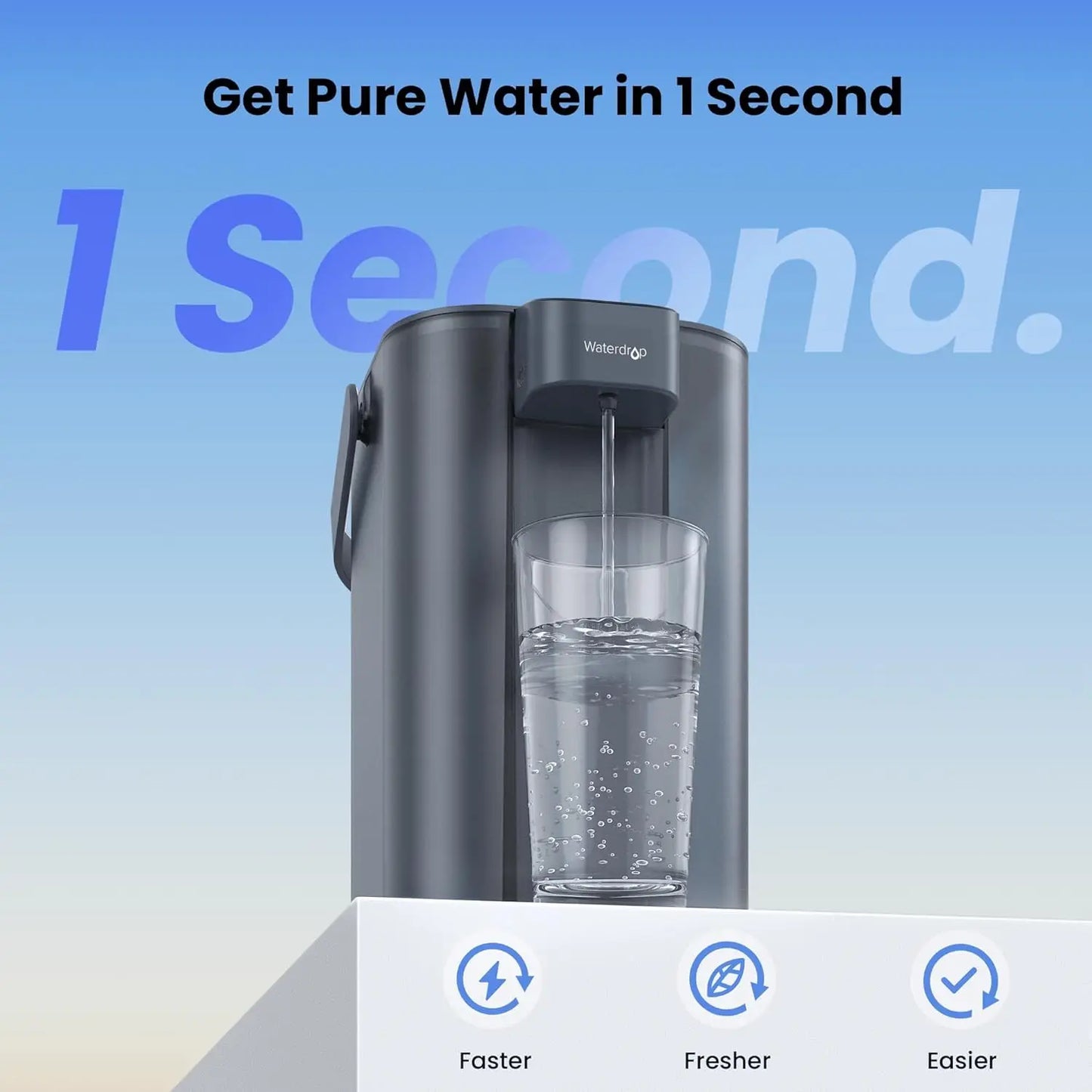 Waterdrop Electric Water Filter Pitcher, Dispenser, 200-Gallon Countertop Water Purifier, NSF/ANSI 401&53&42&372, Reduce PFAS