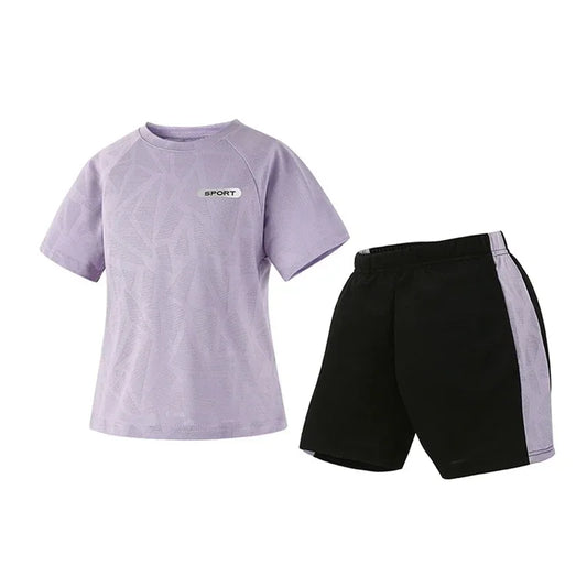 2piece Leisure Gym Set Children Quick-drying Sports Suit 4-12 Years Kids Boys Girls Outdoor Running Training