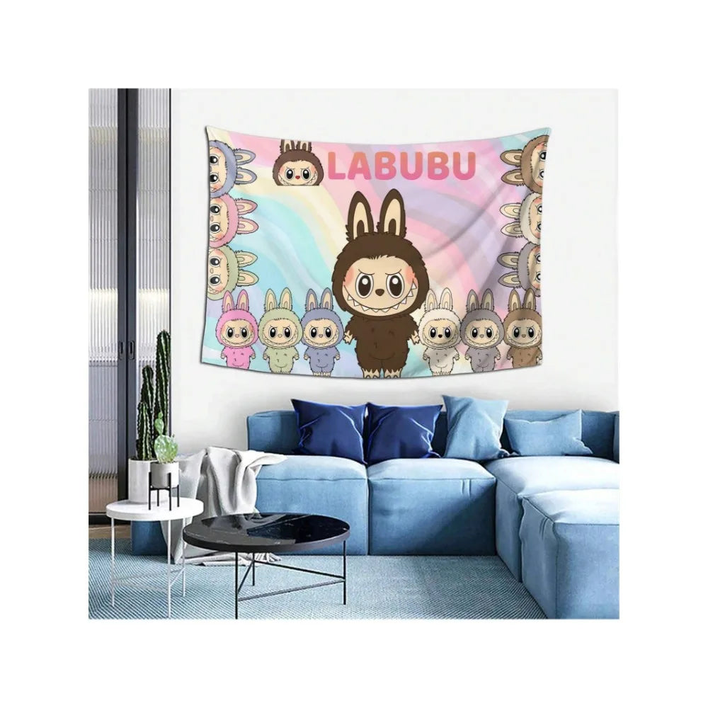 Funny Labubu Tapestries,Cute Colorful Cartoon Poster Backgrounds,For Living Room Bedroom,Gift For Fans,Birthday Graduation