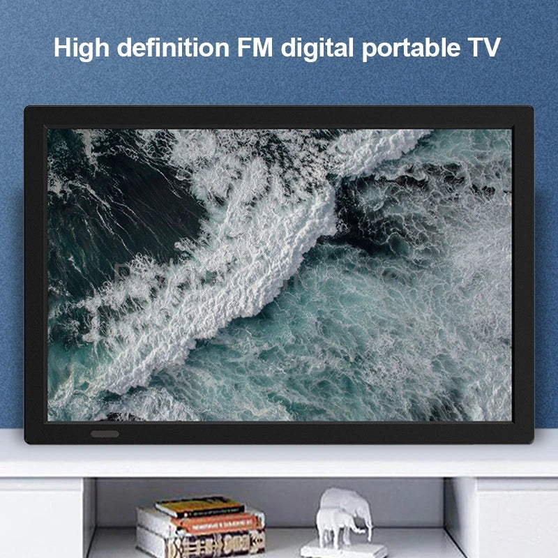 Portable Monitor Car mini TV Screen 15.4 Inch HD FM Outdoor Lightweight with stand support PVR Long Life LED Battery 2 channels