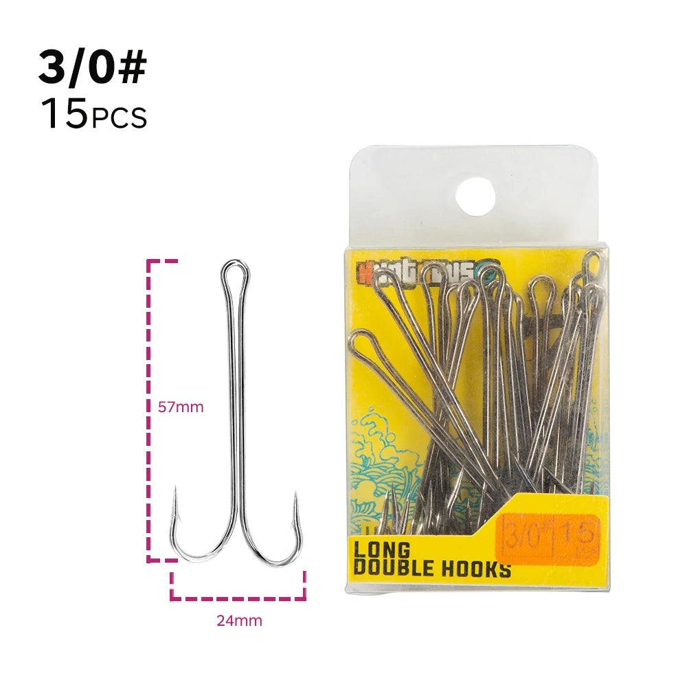 Hunthouse 2020 sharp Double Hook long fishing stainless hooks with soft lure sharp high carbon steel long treble hooks