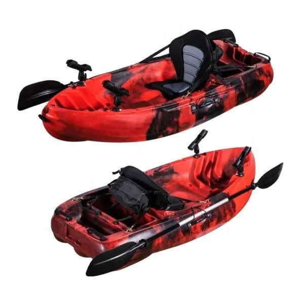 2M One Person Plastic Kayak Single Seating Small Fishing Boat Rowing Canoe with Paddle Can Install Motor