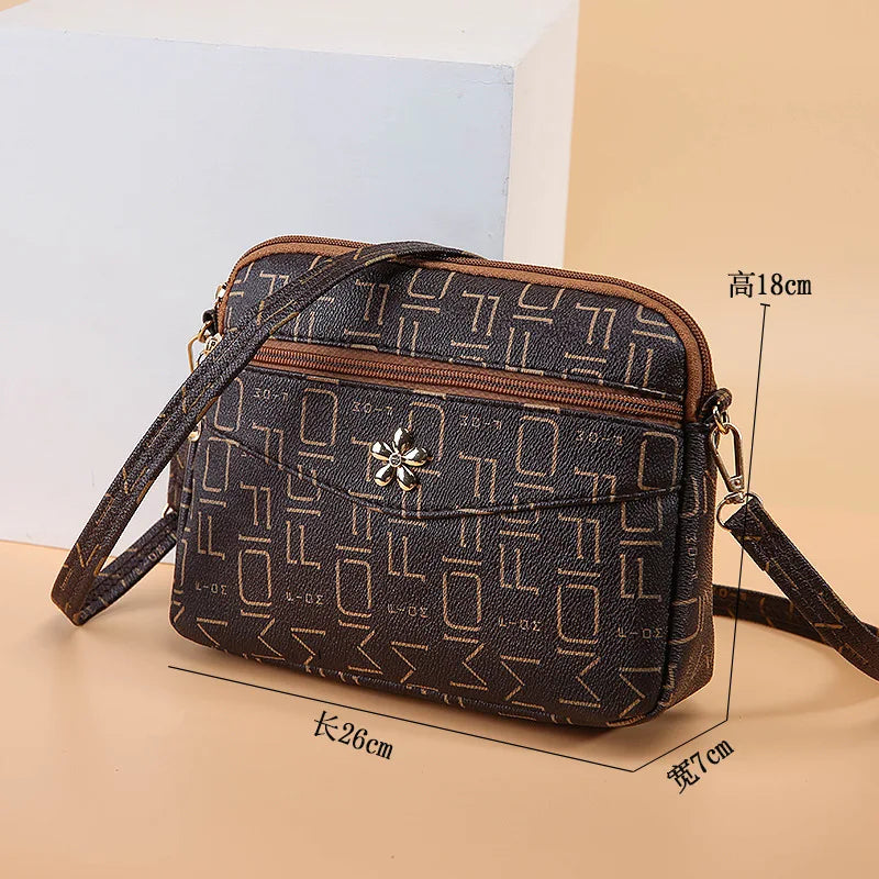 2024 New Summer High-capacity Crossbody Messenger Shoulder Bag Fashionable Multi-layer Bag Middle-aged Women's Handbag