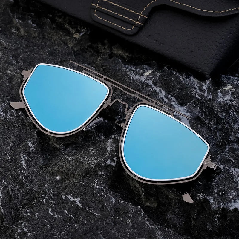 Trendy Gothic Steampunk Square Sunglasses for Men Futuristic Punk Eyewear Metal Frame Drving Shades UV400 Protection Sun Glasses