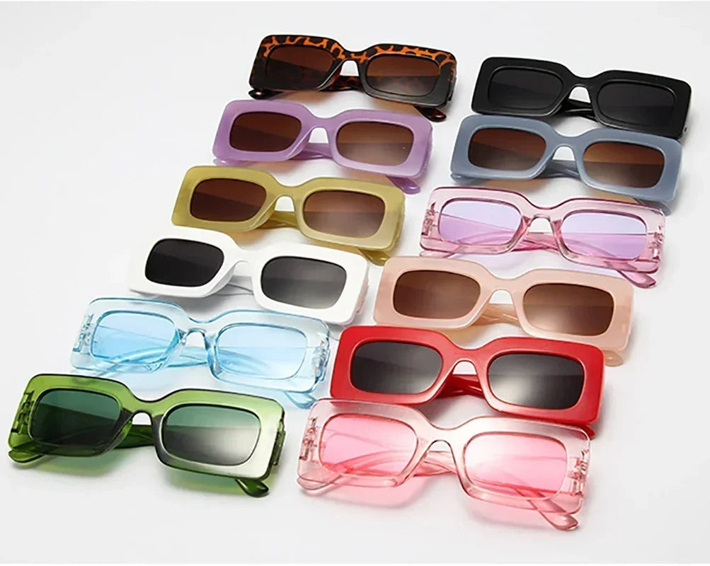 Women's Sunglasses 2025 Fashion Vintage Rectangle Frame Purple Pink Square Glasses Girls Sun Glasses Ladies Eyewear UV400