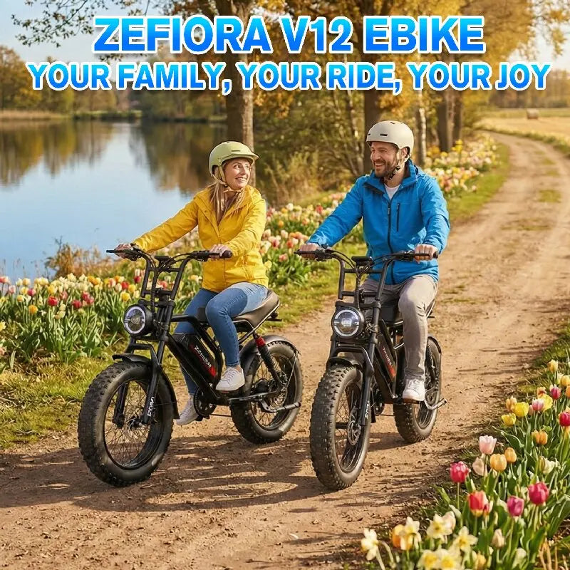 ZEFIORA V12 snow electric bike 20 inch 800W Peak Motor 25MPH 30 Miles 48V Free Local Shipping Certified Ul2849 Factory Original