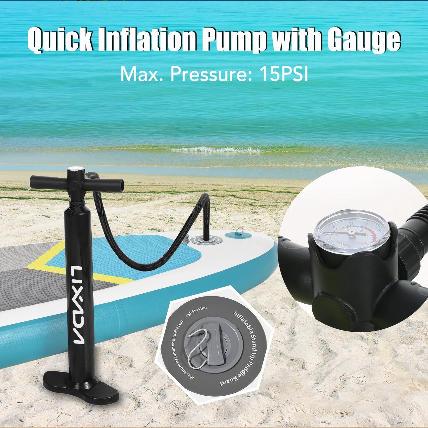 Inflatable Paddle Board Stand Up for Adult 6 Inch Thick SUP Paddleboard Water Sport Surf Set with Adjustable Paddle Pump Travel