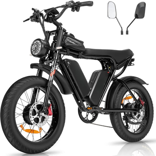 Electric Bike,1000/2000W, 25/30/37MPH,48V-52V, 20AH,40AH Battery, Max 50-180 Miles Electric Motorcycle, 20" Fat Tire Dirt Bike