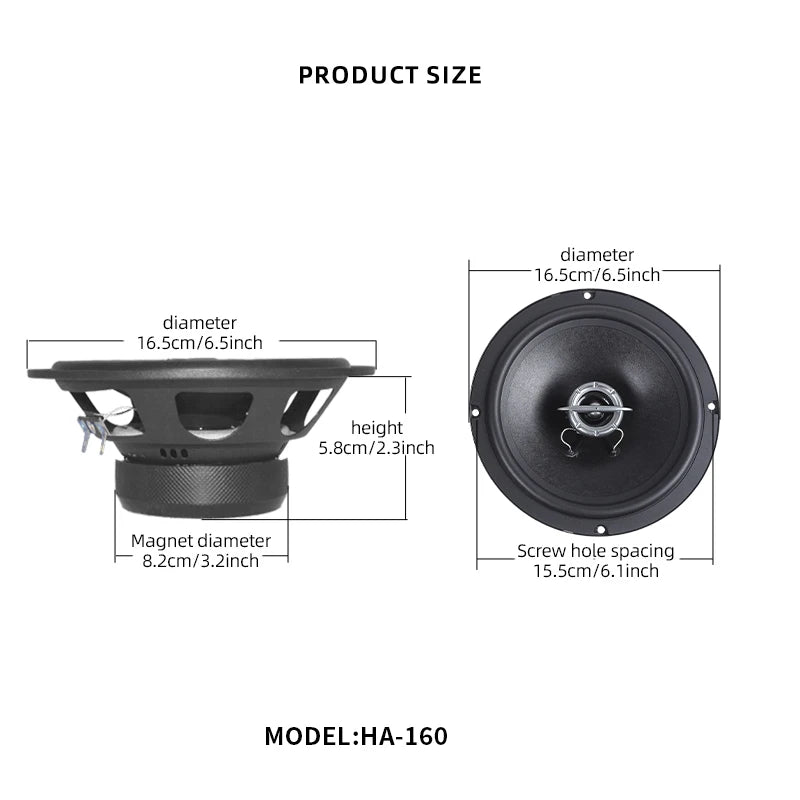 Car audio modification with 6.5-inch coaxial speaker, high pitched, mid-range, universal car mounted two-way coaxial