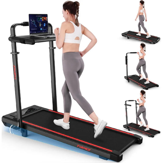 Walking Pad Treadmill with Desk Workstation 15% Incline Handle Bar Foldable Under Desk Treadmill for Home Office 400lbs