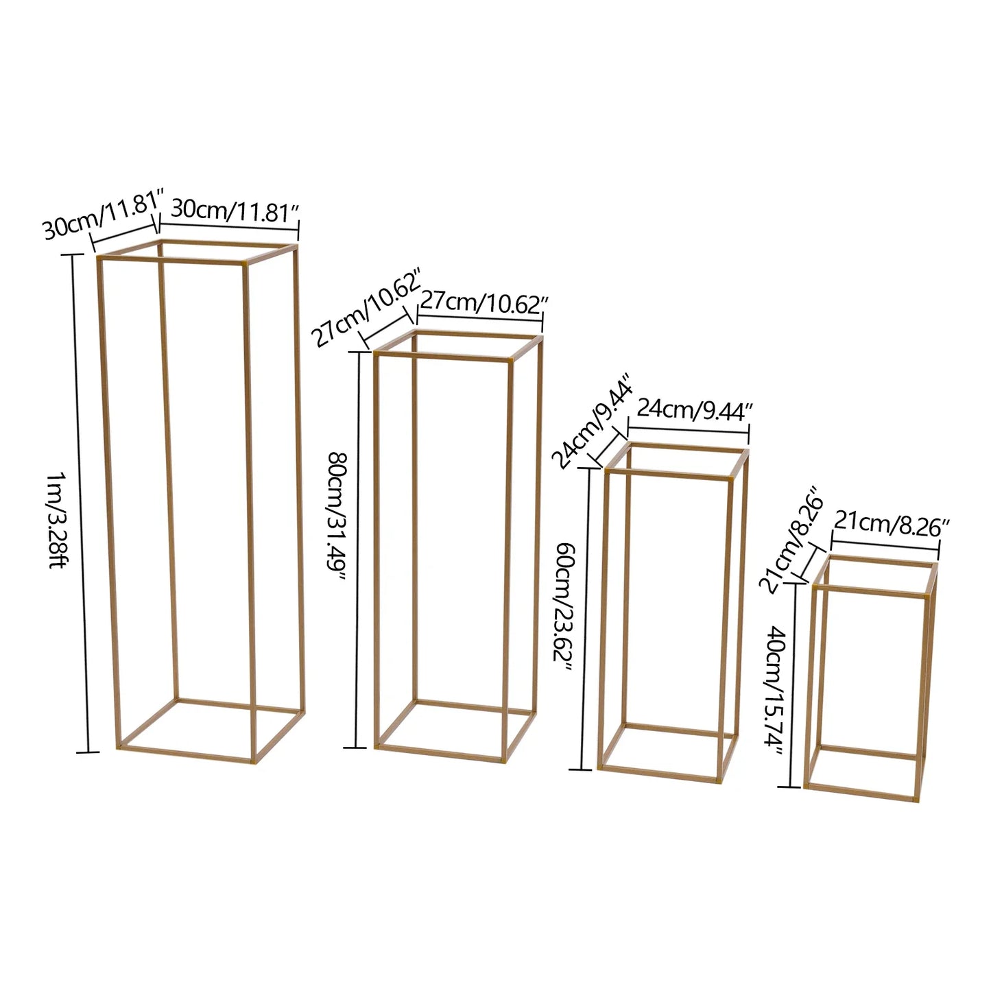 4Pcs Tall Gold Wedding Backdrop Flower Vase Stand Metal Table Centerpieces Decor Floral Arrangement for Party Home Decor