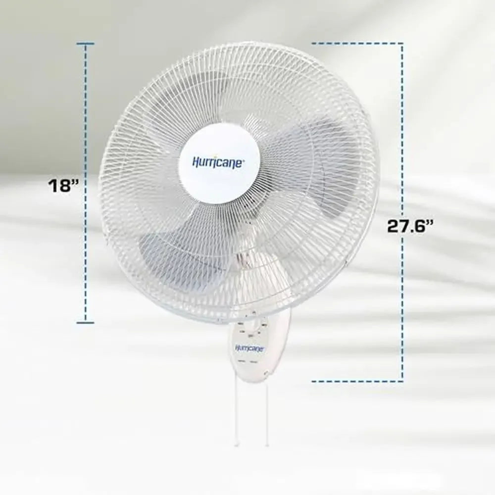 18" Oscillating Indoor Wall Mounted Fan 3-Speed Adjustable Tilt Pull Chain Control 2 Pack White Ideal Compact Spaces and