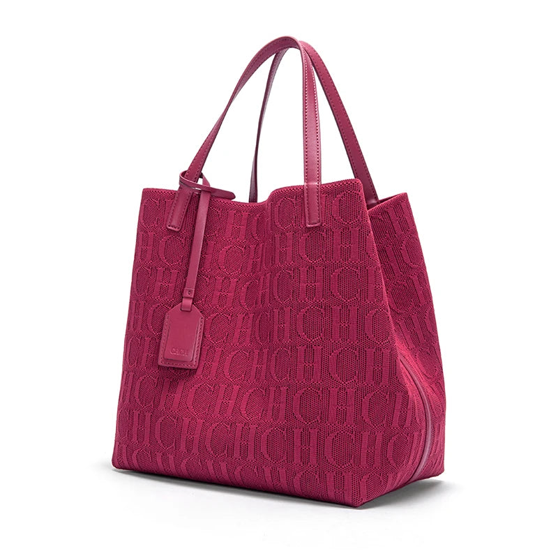 CH New Solid Color Outer Exquisite Fly Weaving Handmade Woven Large Capacity Shoulder Bag Ladies Handbag Fashion Classic