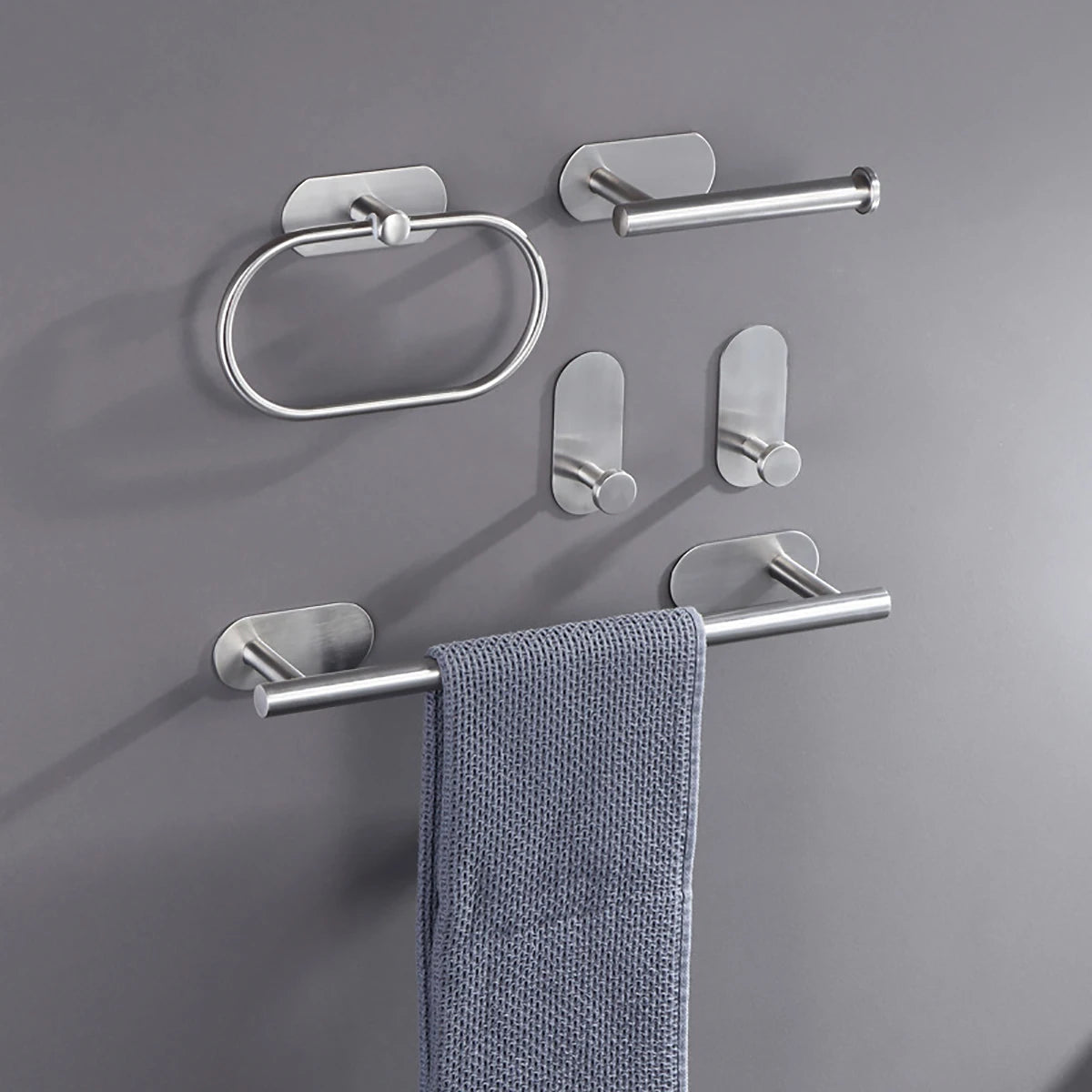 Bathroom Towel Bar  Set 5 Pieces/Set 7 Pieces Brushed Nickel Modern  Bathroom Hardware Set Stainless Steel Wall Mounted