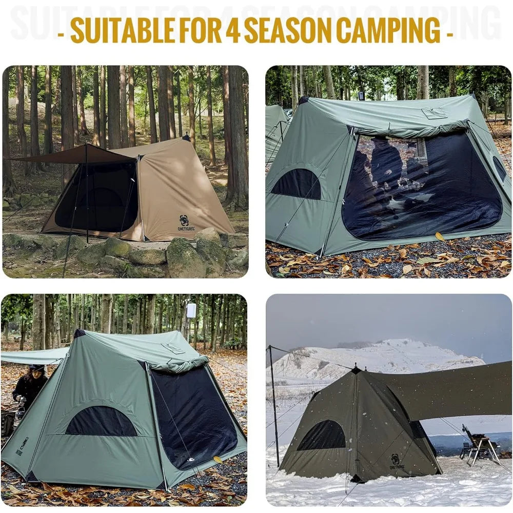 Solo Homestead TC Canvas Hot Tent with Stove Jack, Fire-Retardant Wind-Proof Durable, 2 Person 4 Season Bushcraft Shelter Tent