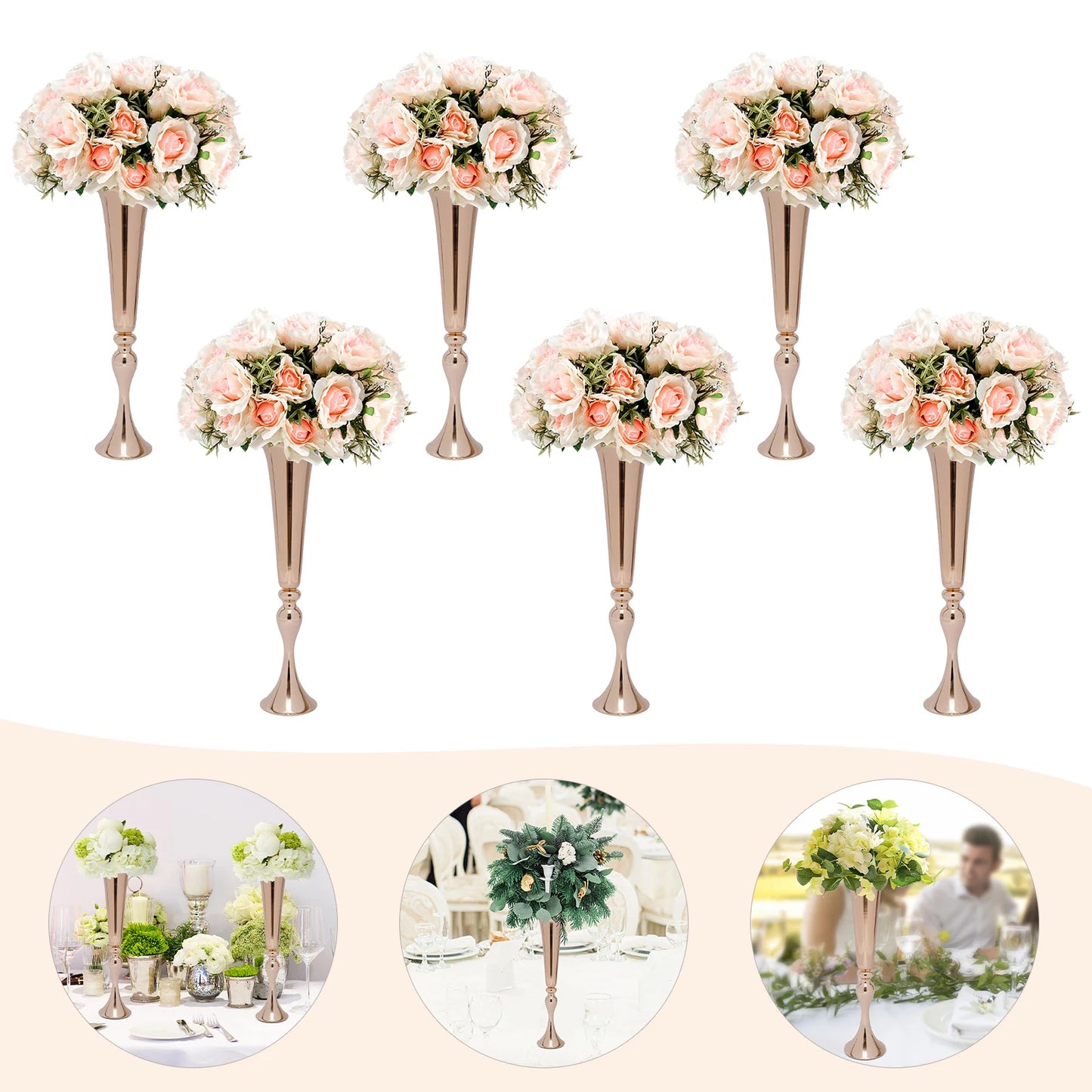 6pcs 22.2" Height Flared Design Vases, Desktop-Mounted High Foot Design Versatile Vase